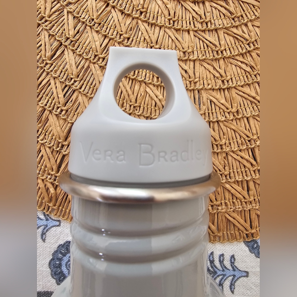 GUC Vera Bradley Stainless Steel Water Bottle Sun Washed Tropical Gray Flowers - Picture 3 of 13